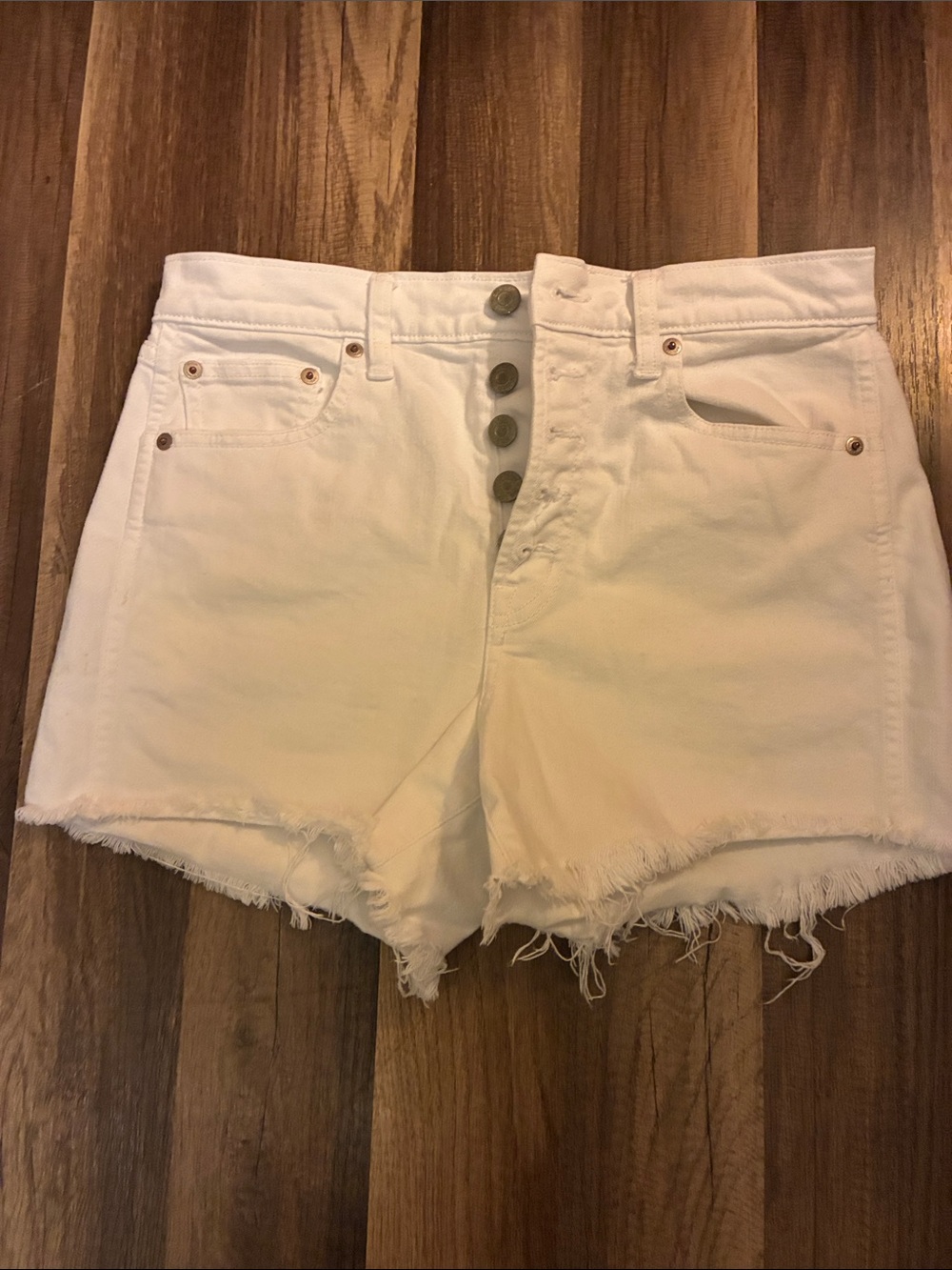BOGO FREE-GAP White Retro Button-Fly Cut Off Denim Shorts- Y2K- Size 4/27